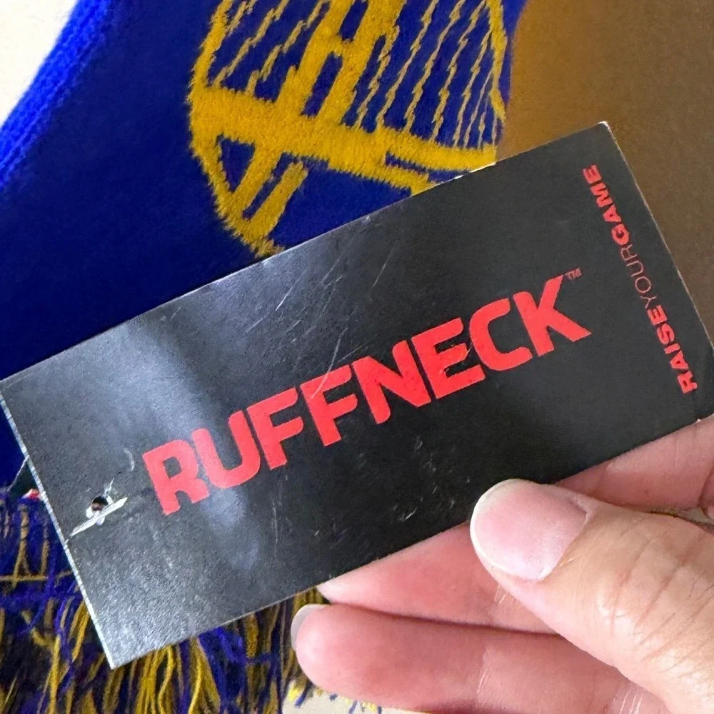 Ruffneck Golden State Warriors NBA Skyline Knit Scarf Blue Yellow One Size NWT